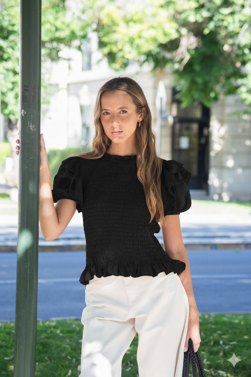 PRE VENTA BLUSA FLORENCIA NEGRA