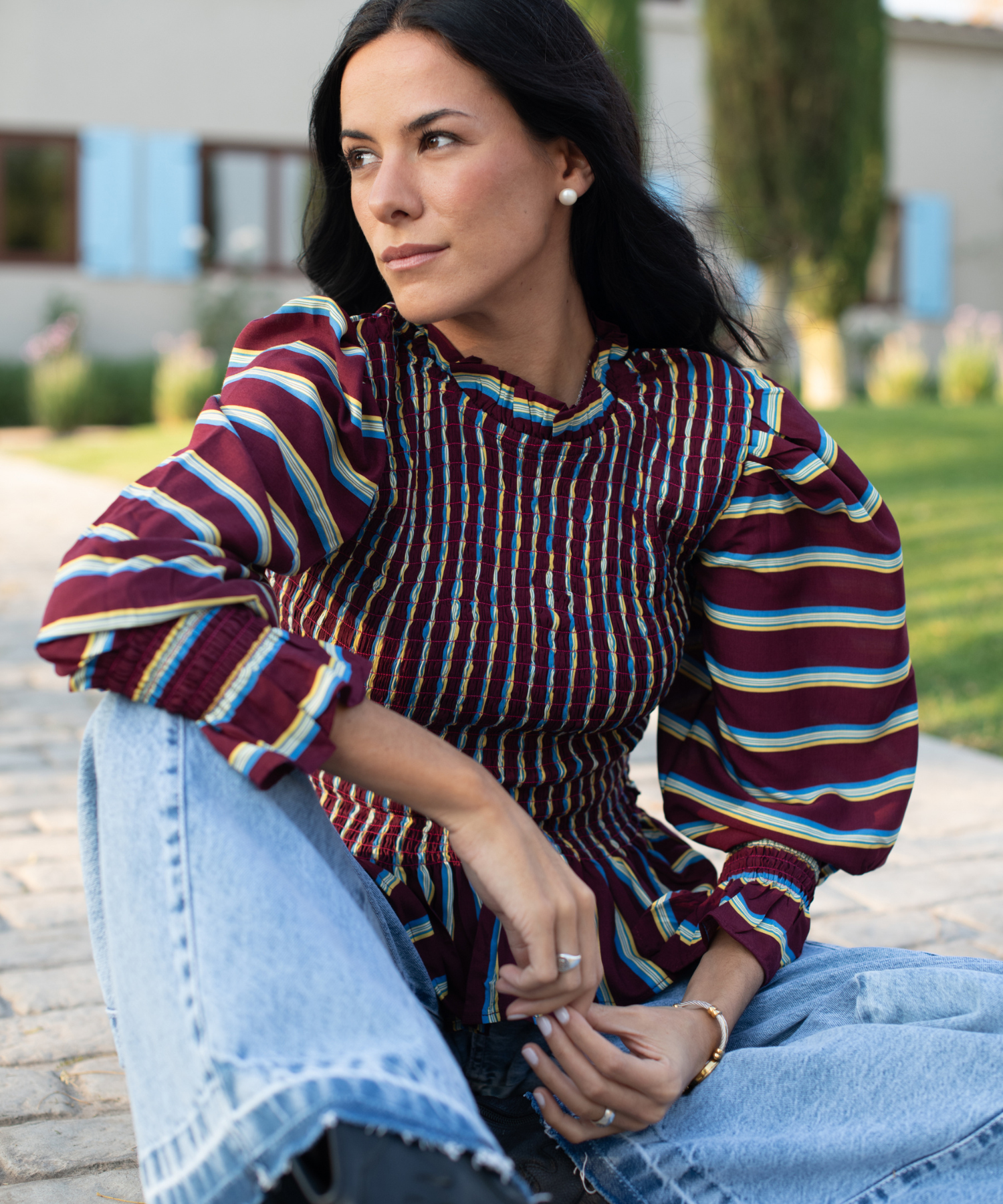 BLUSA MÁLAGA BURGUNDY LINEAS
