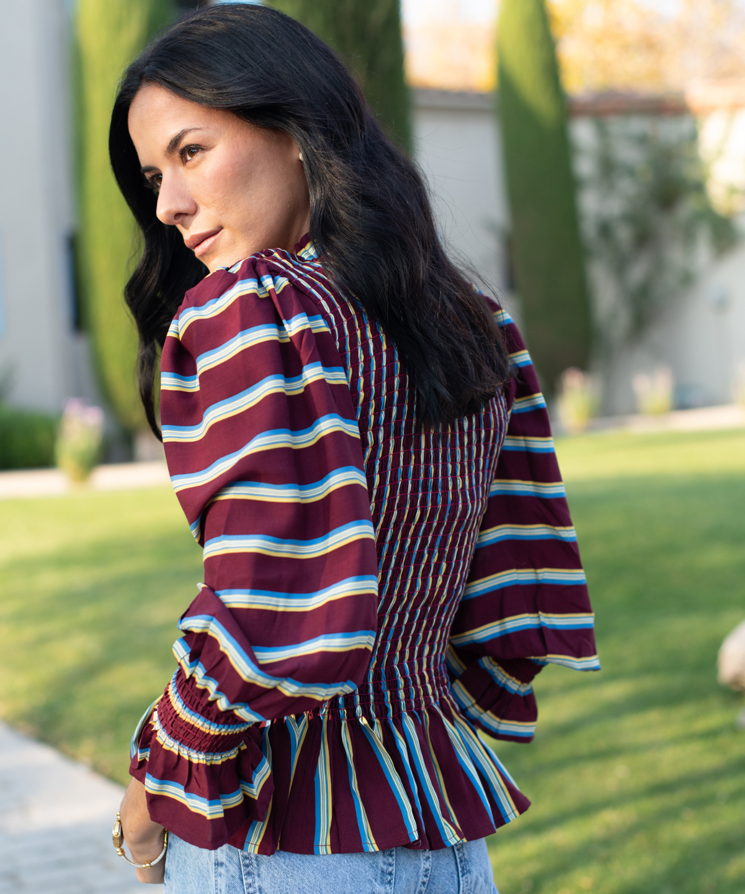 BLUSA MÁLAGA BURGUNDY LINEAS