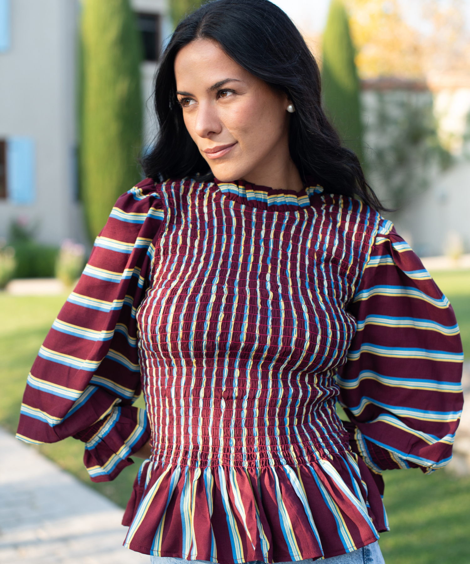 BLUSA MÁLAGA BURGUNDY LINEAS