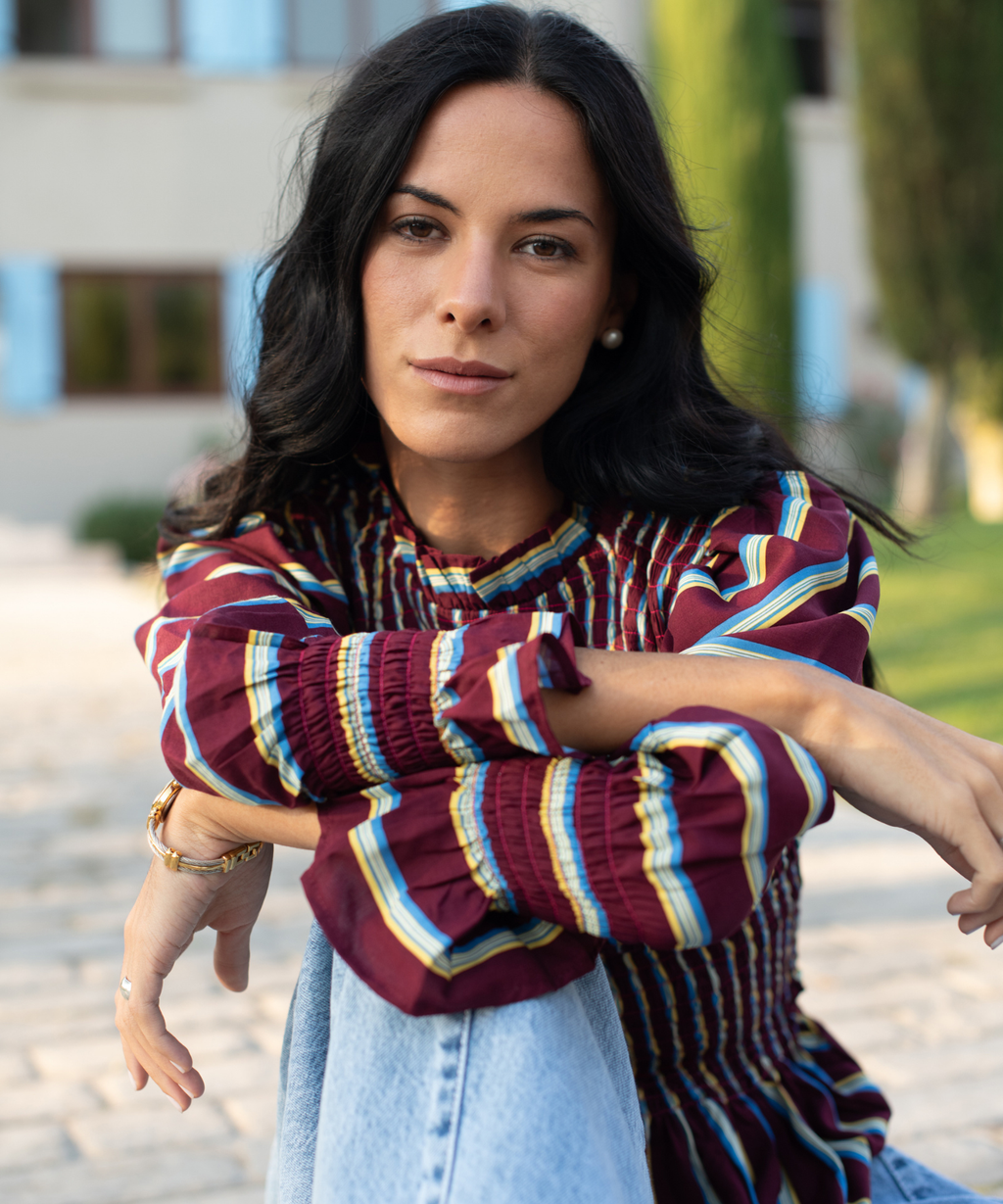 BLUSA MÁLAGA BURGUNDY LINEAS
