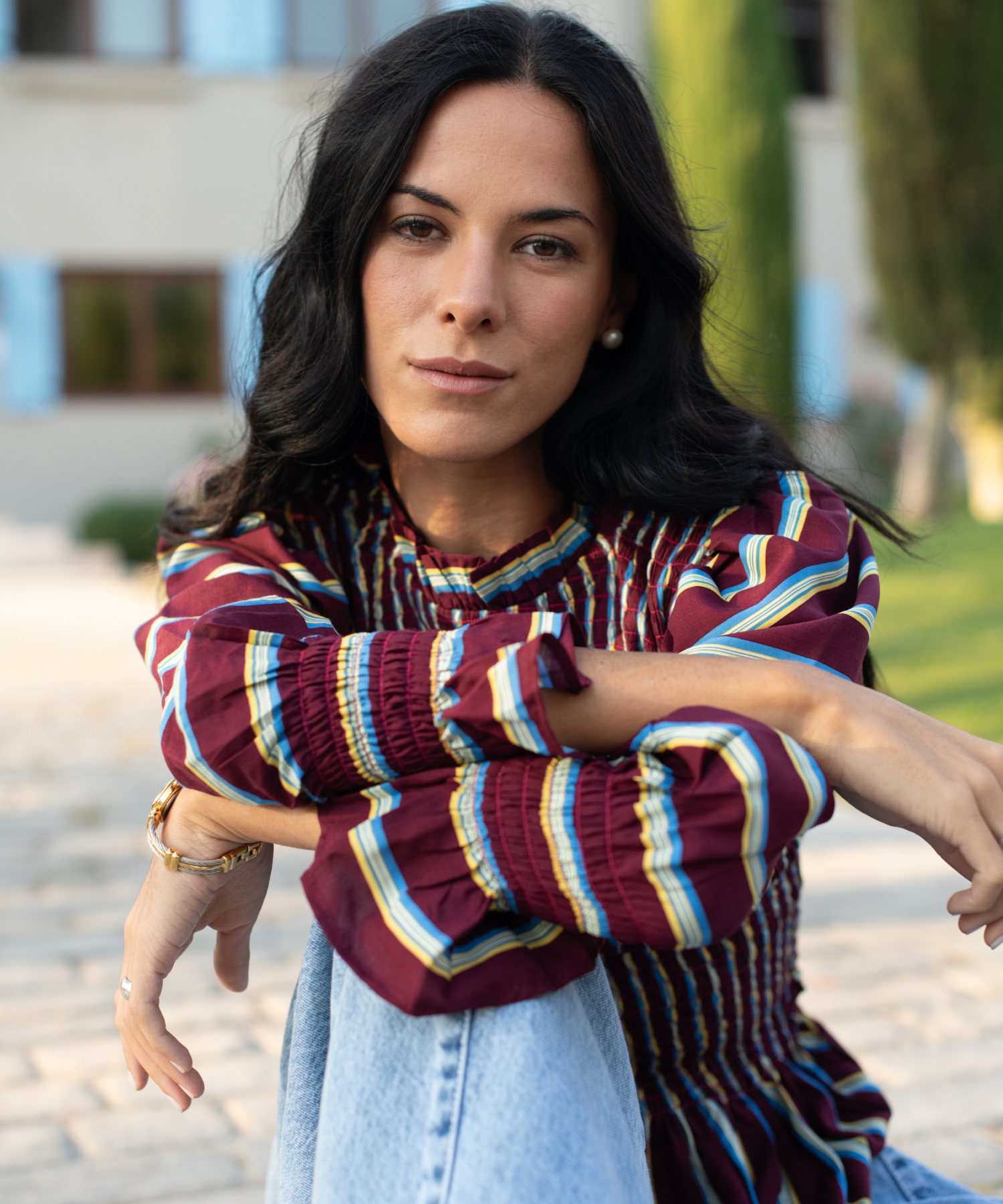 BLUSA MÁLAGA BURGUNDY LINEAS